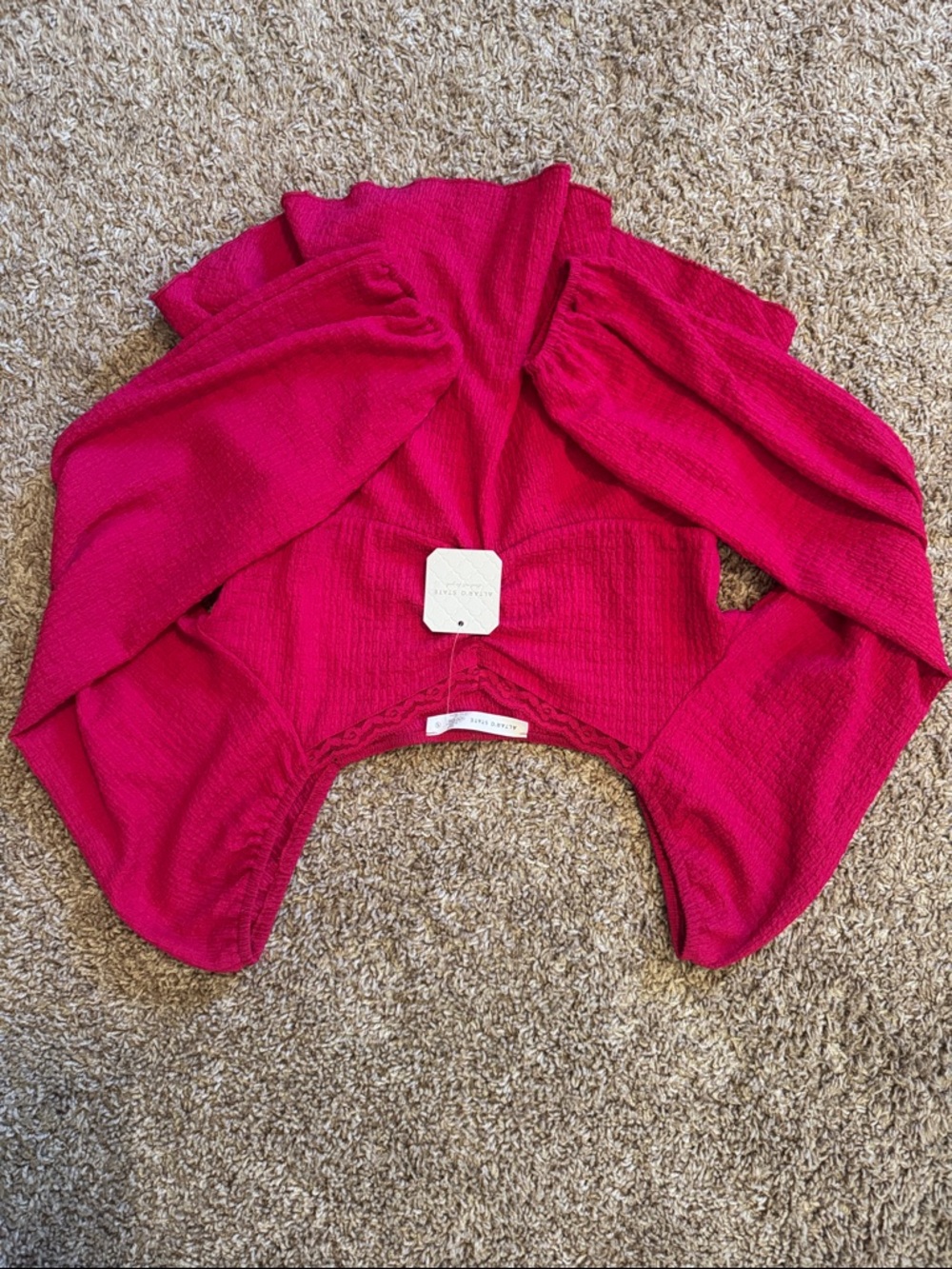 Altar'd State Hot Pink Textured Crop Blouse